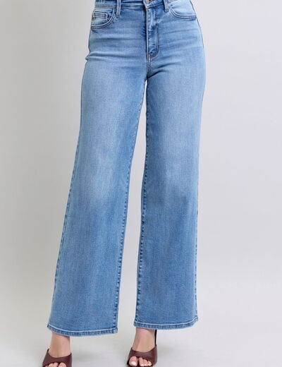 Judy Blue Full Size Wide Leg Jeans with Pockets Medium Jeans