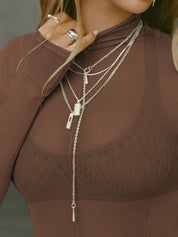 Mock Neck Long Sleeve Sheer Top | Tops Daverri Fashions