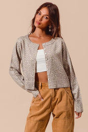 SO ME Two Tone Leopard Vintage Print Button Up Cardigan | Cardigans Daverri Fashions