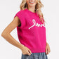 Mittoshop Contrast Letter Round Neck Cap Sleeve Knit Top