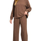 Zenana Slub Long Sleeve Top and Pants Lounge Set - DAVERRI FASHIONS