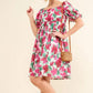 And The Why Smocked Floral Ruffle Short Sleeve Mini Dress - DAVERRI FASHIONS