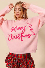 SO ME Merry Christmas Tinsel Lettering Sweater | Sweaters Daverri Fashions