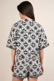 VERY J Plus Size Tropical Printed Shirt Top & Shorts Set | Outfit Sets Daverri Fashions