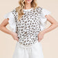 Lime 'N' Chili Ribbed Leopard Print Ruffle Detail Sleeveless Top