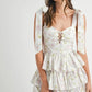 MABLE Floral Print Shoulder Tie Layered Mini Dress