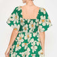 Umgee Full Size Daisy Print Mini Dress with Ribbon Details Plus Size Mini Dresses
