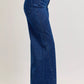 Judy Blue high-waisted retro wide denim flare jeans with pink patch