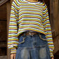 Rainbow Striped Pullover Sweater - DAVERRI FASHIONS