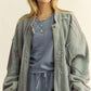 Davi & Dani Exposed Seam Zip Up Dropped Shoulder Jacket Grey M Tops