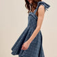 SO ME A Line Fit and Flare Diamond Bow Ribbon Denim Dres - DAVERRI FASHIONS