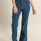 HYFVE Raw Hem High-Waist Washed Flared Jeans - DAVERRI FASHIONS