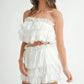 MABLE Ruffle Layered Crop Top and Mini Skirt Set Outfit Sets