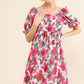 And The Why Smocked Floral Ruffle Short Sleeve Mini Dress - DAVERRI FASHIONS