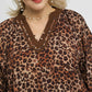 Umgee Full Size Leopard Print Mini Dress with Contrast Trim Plus Size Dresses
