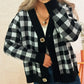 Plaid Button-Down Cardigan - DAVERRI FASHIONS