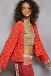 POL Open Front Cardigan with Crochet Patterns | Cardigans Daverri Fashions