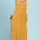 Umgee honey-colored linen frayed side pocket wide-leg pants, relaxed fit