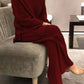 Cozy deep red ribbed knit plus size loungewear top and pants set
