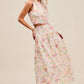 SO ME Floral Printed Woven Shoulder Bow Tie Top and Skirt Set Outfit Sets