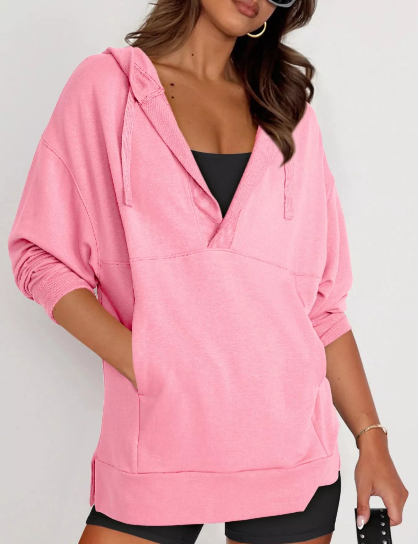 Drawstring Kangaroo Pocket Long Sleeve Hoodie | Hoodies Daverri Fashions