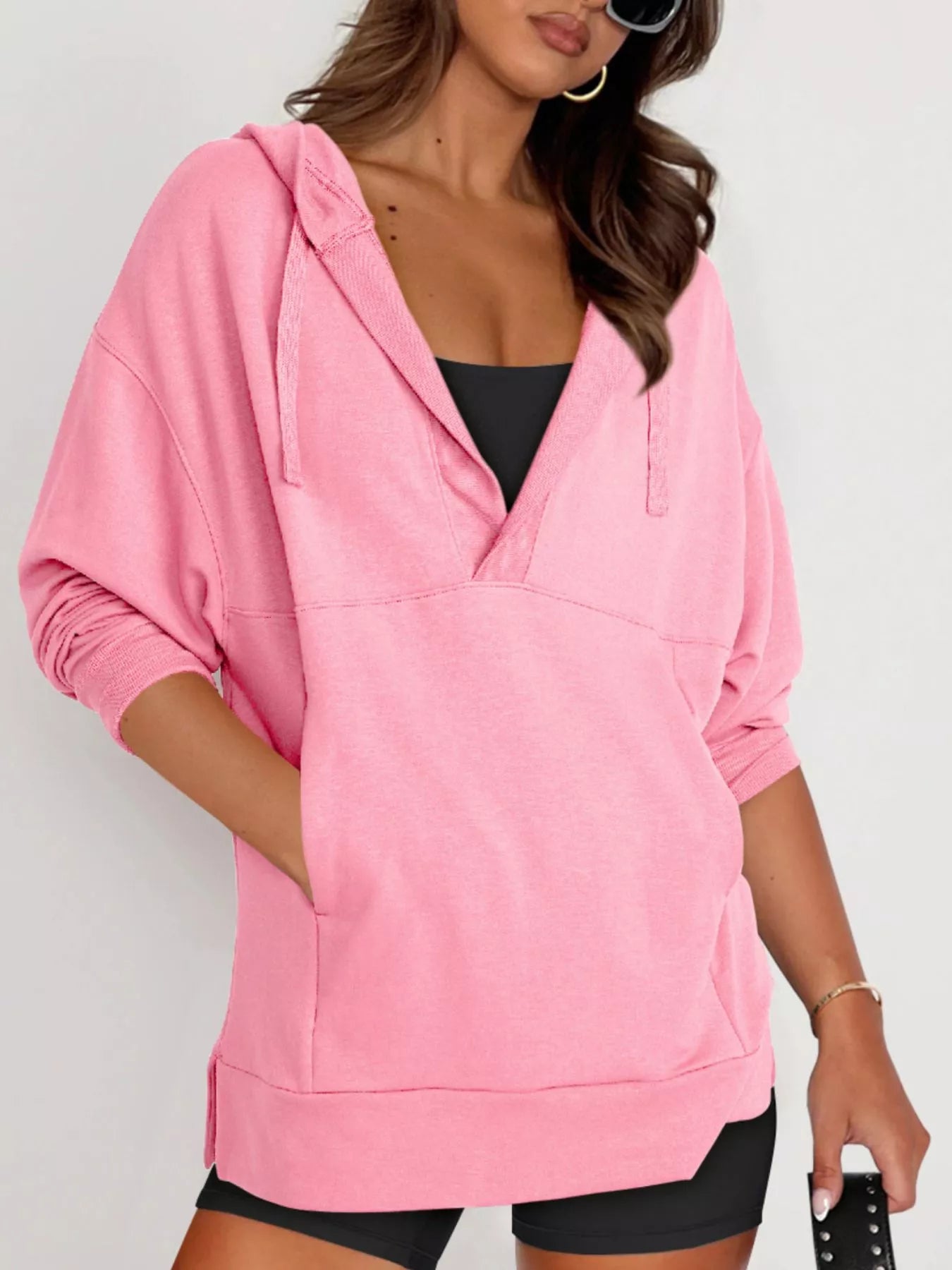 Drawstring Kangaroo Pocket Long Sleeve Hoodie | Hoodies Daverri Fashions