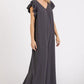 Mittoshop V-Neck Ruffled Cap Sleeve Wide Leg Jumpsuit