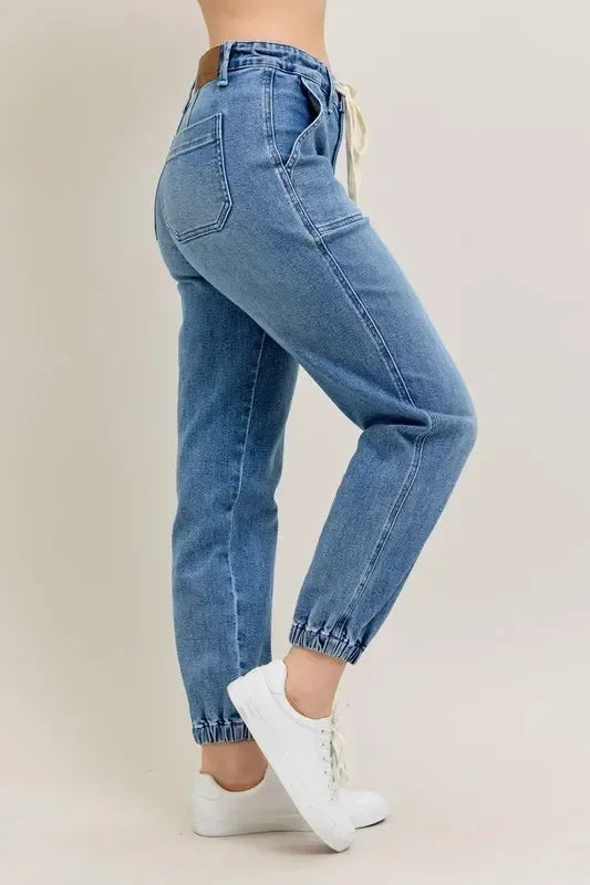 Judy Blue Full Size High Waist Denim Jogger - DAVERRI FASHIONS