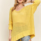 ADORA loose fit yellow v-neck knit sweater with ribbed cuffs