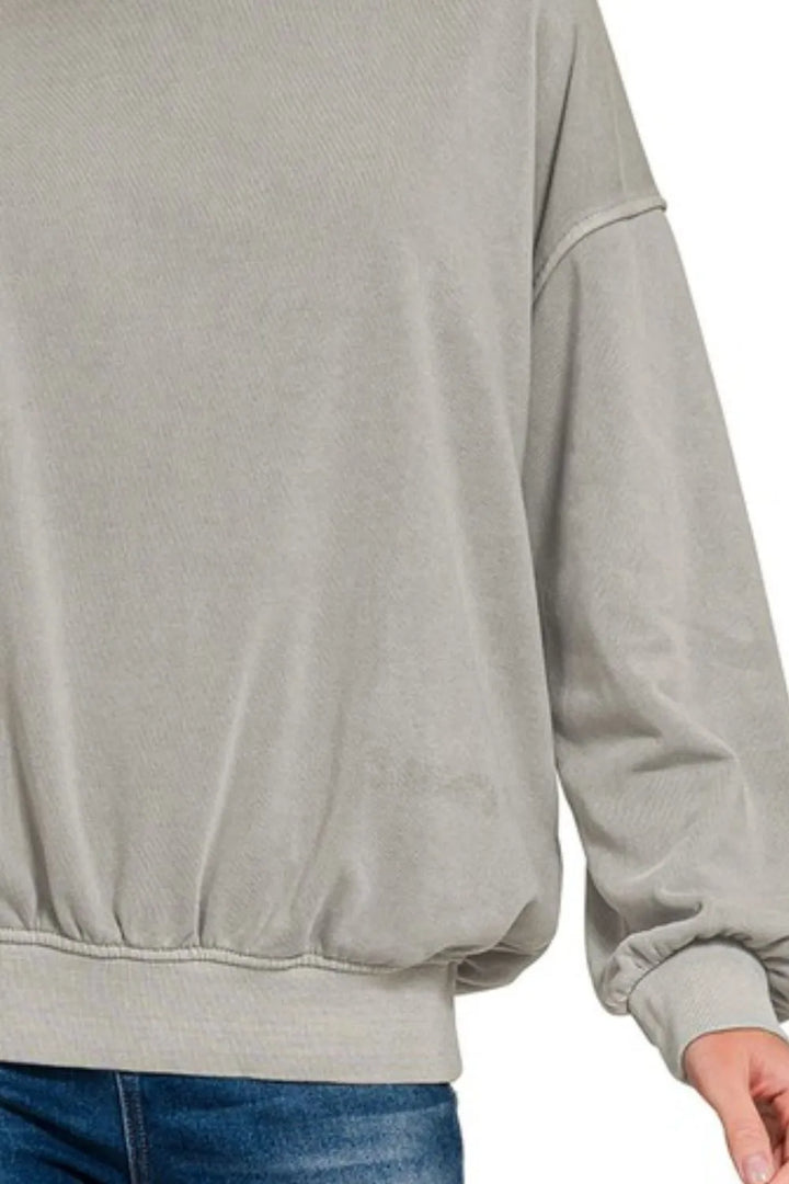 Zenana Soft Fleece Pigment Dye Round-neck Sweatshirts Sweatshirts