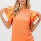 BiBi Knit Top Woven Ruffle Tiered Sleeves - DAVERRI FASHIONS