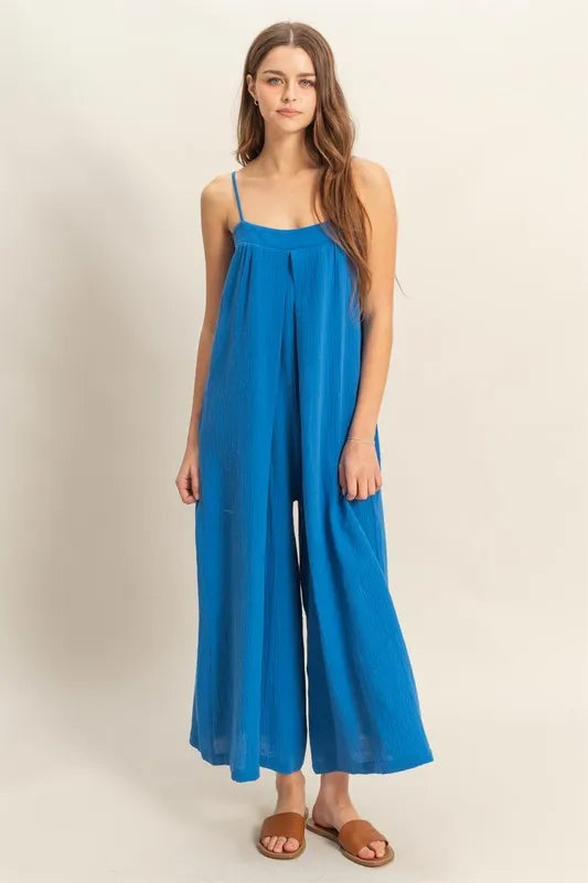 HYFVE Double Gauze Super Flowy Cami Jumpsuit BLUE