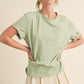 Aemi + Co Exposed Seam Round Neck Short Sleeve T-Shirt Sage S T-Shirts
