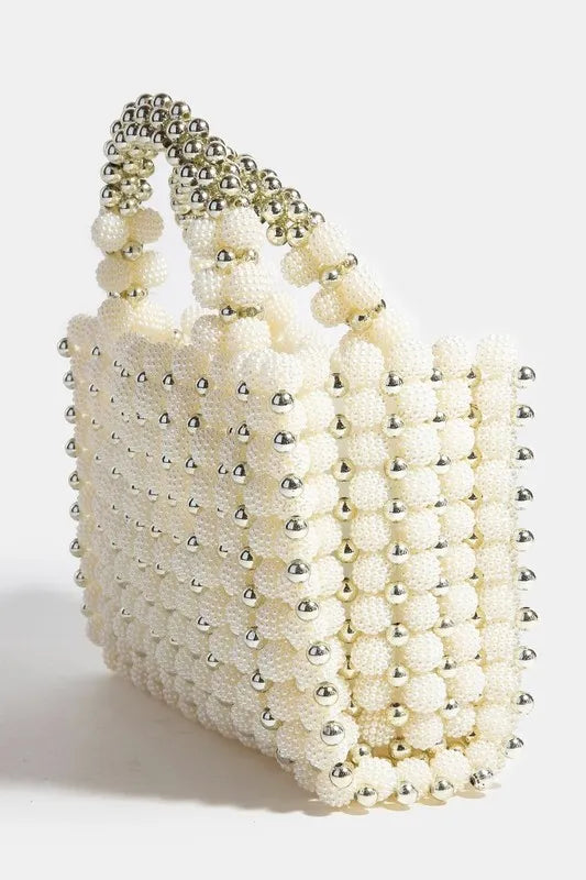 Fame Metallic and Pearl Cluster Beaded Handbag Handbags