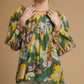 Umgee Mix Abstract Print Balloon Sleeve Blouse GREEN MIX Blouses