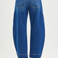 Blue Risen mid-rise crop barrel jeans with wide-leg cut and rolled cuffs