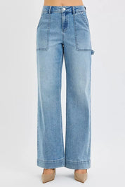RISEN Full Size High Rise Straight Leg Jeans with Front Pockets Plus Size | Jeans Daverri Fashions