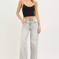 Light-wash RISEN slouchy baggy high-rise wide-leg jeans with contrast stitching