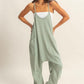 HYFVE Relaxed Fit Mineral Washed Overalls with Pockets Sage