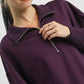 Umgee Half Zip Drop Shoulder Sweatshirt - DAVERRI FASHIONS