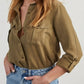 Collared Neck Roll-Tab Sleeve Denim Top - DAVERRI FASHIONS