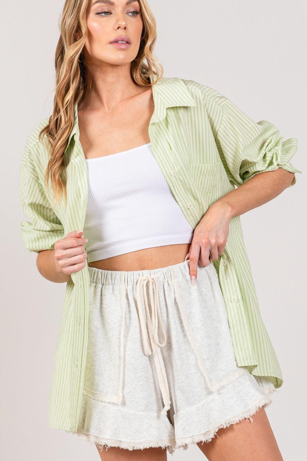 SAGE + FIG Striped Button Up Long Sleeve Shirt Shirts