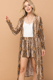 And The Why Snake Print Kimono Open Front Longline Cardigan | Cardigans Daverri Fashions