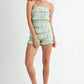 MABLE Pointelle Knit Fabric Ruffled Tube Romper Rompers