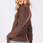 SAGE + FIG Glitter Mock Neck Lettuce Hem Long Sleeve Top Tops