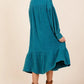 Mittoshop Mineral Wash Cotton Gauze Ruffle Midi Shirt Dress Midi Dresses