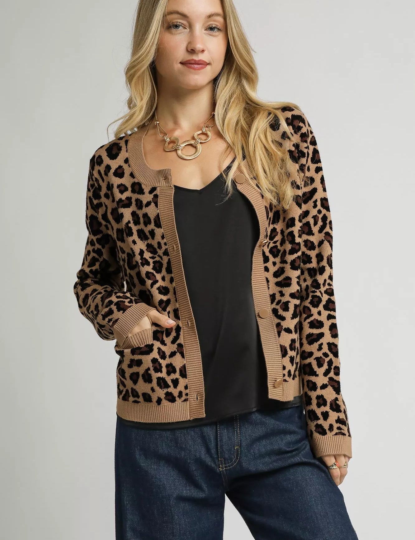 LATTE Umgee Leopard Print Button-Down Cardigan | Cardigans Daverri Fashions