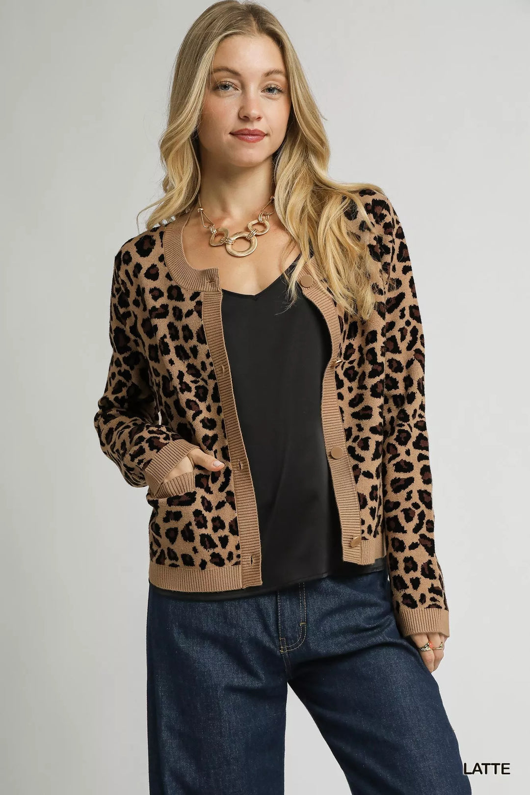 LATTE Umgee Leopard Print Button-Down Cardigan | Cardigans Daverri Fashions