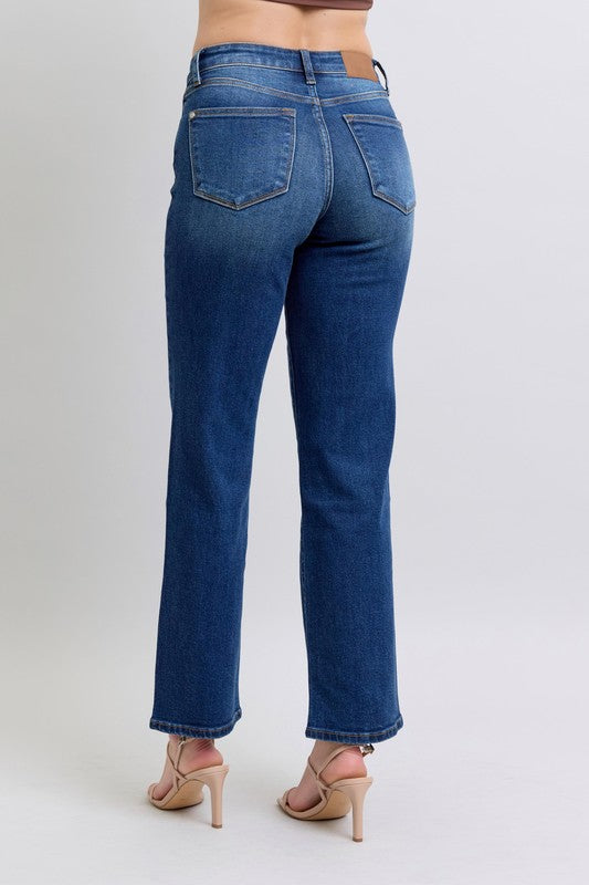 Judy Blue Full Size Side Seam Detail Straight Jeans with Pockets | Daverri Fashions
