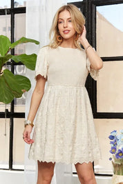 ADORA Rround Neck Crinkle Babydoll Dress | Mini Dresses Daverri Fashions